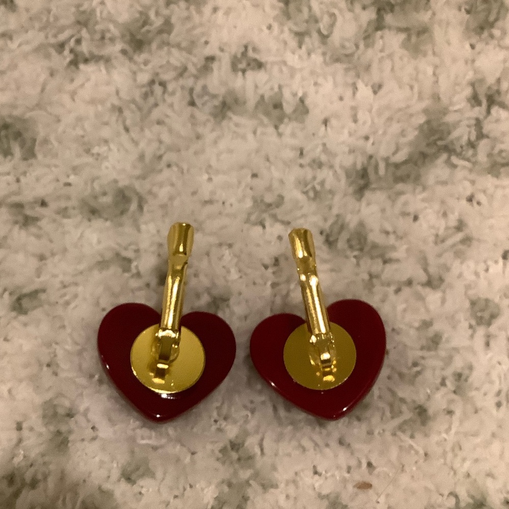Plump Red Valentines Day Heart Pierced Fashion Earrings with leverback NWT - Picture 7 of 13
